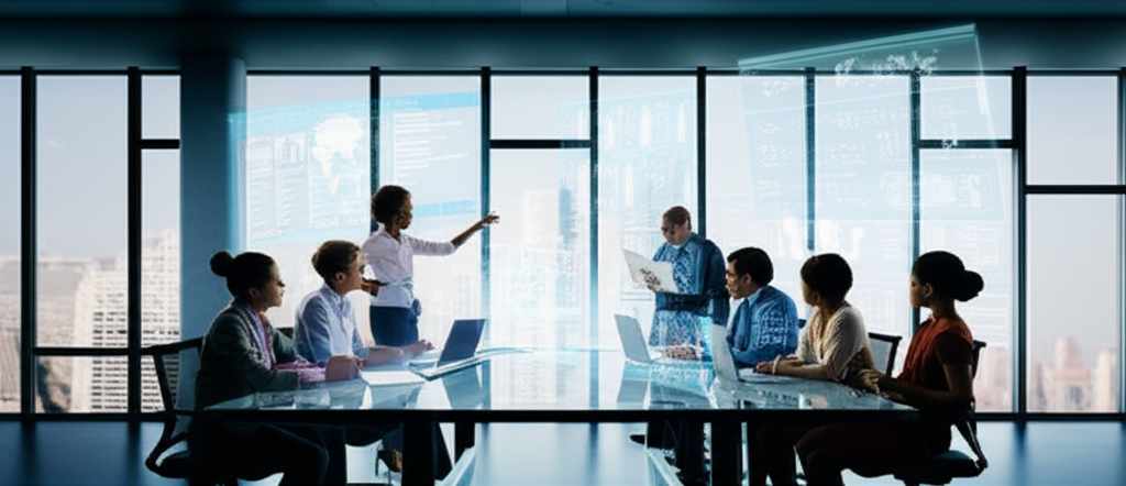 Strategic discussion with sharp, modern aesthetics
